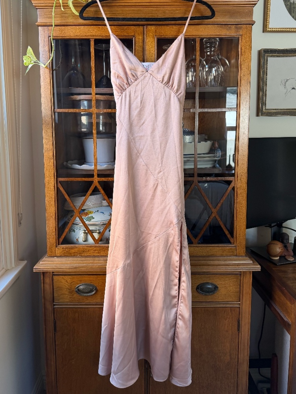 Blush satin slip dress